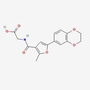 molecular formula C16H15NO6 B5822441 N-[5-(2,3-dihydro-1,4-benzodioxin-6-yl)-2-methyl-3-furoyl]glycine 