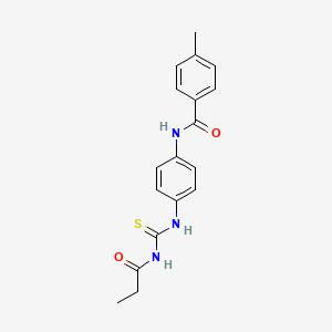 molecular formula C18H19N3O2S B5822473 4-methyl-N-(4-{[(propionylamino)carbonothioyl]amino}phenyl)benzamide 