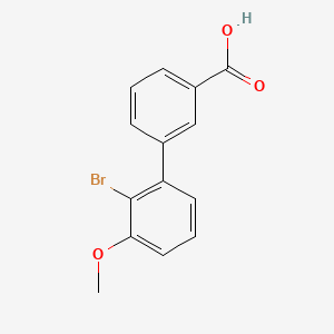 molecular formula C14H11BrO3 B582249 2'-溴-3'-甲氧基联苯-3-羧酸 CAS No. 1215206-07-7