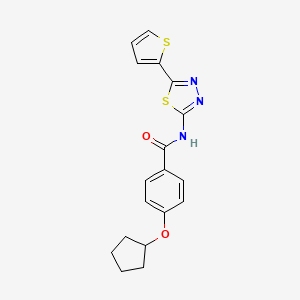 molecular formula C18H17N3O2S2 B5822602 4-(cyclopentyloxy)-N-[5-(2-thienyl)-1,3,4-thiadiazol-2-yl]benzamide 