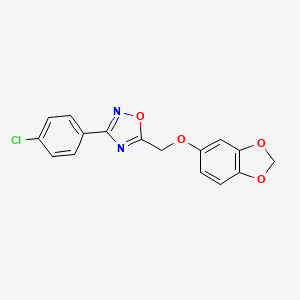 molecular formula C16H11ClN2O4 B5822603 5-[(1,3-benzodioxol-5-yloxy)methyl]-3-(4-chlorophenyl)-1,2,4-oxadiazole 