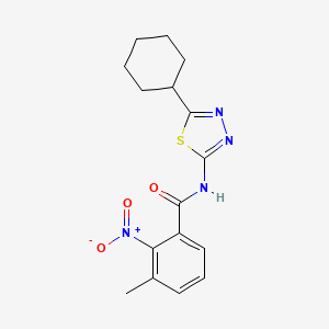 molecular formula C16H18N4O3S B5822633 N-(5-cyclohexyl-1,3,4-thiadiazol-2-yl)-3-methyl-2-nitrobenzamide 