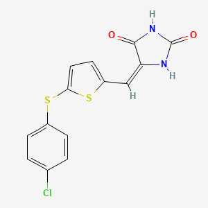 molecular formula C14H9ClN2O2S2 B5822671 5-({5-[(4-chlorophenyl)thio]-2-thienyl}methylene)-2,4-imidazolidinedione 