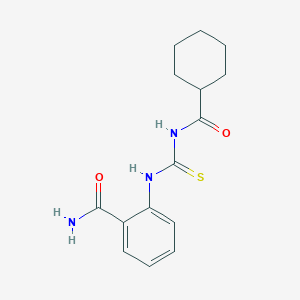 molecular formula C15H19N3O2S B5822822 2-({[(cyclohexylcarbonyl)amino]carbonothioyl}amino)benzamide 