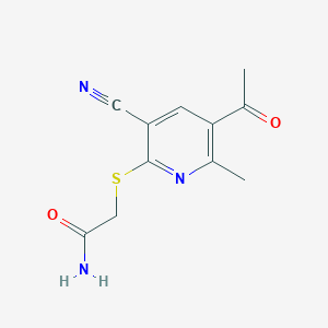 molecular formula C11H11N3O2S B5822859 2-[(5-acetyl-3-cyano-6-methyl-2-pyridinyl)thio]acetamide 