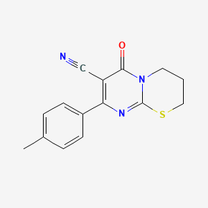 molecular formula C15H13N3OS B5822888 8-(4-甲基苯基)-6-氧代-3,4-二氢-2H,6H-嘧啶并[2,1-b][1,3]噻嗪-7-腈 