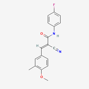 molecular formula C18H15FN2O2 B5822945 2-cyano-N-(4-fluorophenyl)-3-(4-methoxy-3-methylphenyl)acrylamide 