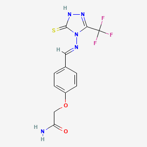 molecular formula C12H10F3N5O2S B5822980 2-[4-({[3-mercapto-5-(trifluoromethyl)-4H-1,2,4-triazol-4-yl]imino}methyl)phenoxy]acetamide 