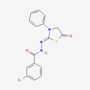 molecular formula C16H12BrN3O2S B5823021 3-bromo-N'-(5-oxo-3-phenyl-1,3-thiazolidin-2-ylidene)benzohydrazide 