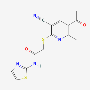 molecular formula C14H12N4O2S2 B5823058 2-[(5-acetyl-3-cyano-6-methyl-2-pyridinyl)thio]-N-1,3-thiazol-2-ylacetamide 