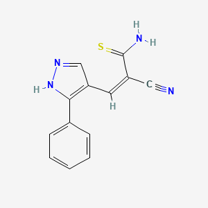 2-cyano-3-(3-phenyl-1H-pyrazol-4-yl)-2-propenethioamide