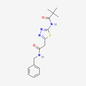 molecular formula C16H20N4O2S B5823098 N-{5-[2-(benzylamino)-2-oxoethyl]-1,3,4-thiadiazol-2-yl}-2,2-dimethylpropanamide 