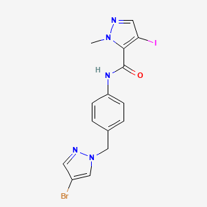 molecular formula C15H13BrIN5O B5823124 N-{4-[(4-bromo-1H-pyrazol-1-yl)methyl]phenyl}-4-iodo-1-methyl-1H-pyrazole-5-carboxamide 