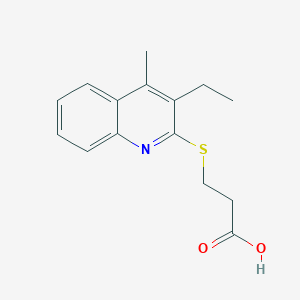 molecular formula C15H17NO2S B5823145 3-[(3-ethyl-4-methyl-2-quinolinyl)thio]propanoic acid 