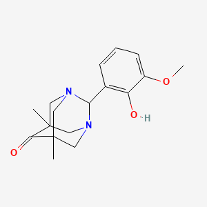2-(2-hydroxy-3-methoxyphenyl)-5,7-dimethyl-1,3-diazatricyclo[3.3.1.1~3,7~]decan-6-one