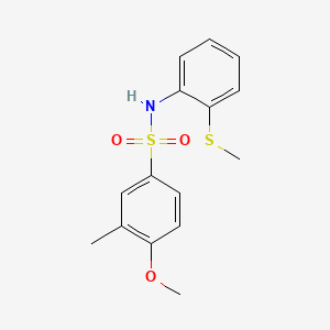 molecular formula C15H17NO3S2 B5823239 4-methoxy-3-methyl-N-[2-(methylthio)phenyl]benzenesulfonamide 