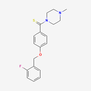 molecular formula C19H21FN2OS B5823287 1-({4-[(2-fluorobenzyl)oxy]phenyl}carbonothioyl)-4-methylpiperazine 