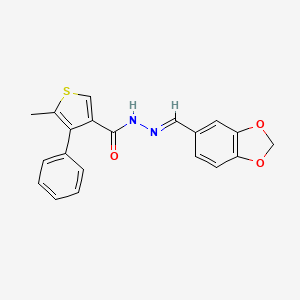 molecular formula C20H16N2O3S B5823442 N'-(1,3-benzodioxol-5-ylmethylene)-5-methyl-4-phenyl-3-thiophenecarbohydrazide 