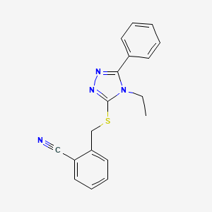 molecular formula C18H16N4S B5823486 2-{[(4-ethyl-5-phenyl-4H-1,2,4-triazol-3-yl)thio]methyl}benzonitrile 