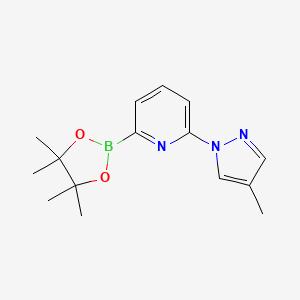 molecular formula C15H20BN3O2 B582349 2-(4-Methyl-1H-pyrazol-1-yl)-6-(4,4,5,5-tetramethyl-1,3,2-dioxaborolan-2-yl)pyridine CAS No. 1310405-03-8