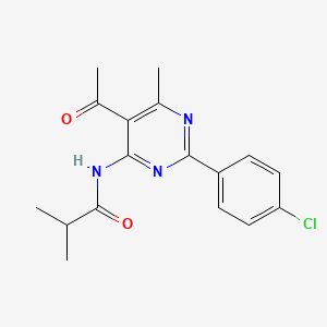 molecular formula C17H18ClN3O2 B5823519 N-[5-acetyl-2-(4-chlorophenyl)-6-methyl-4-pyrimidinyl]-2-methylpropanamide 