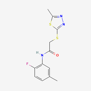 molecular formula C12H12FN3OS2 B5823528 N-(2-fluoro-5-methylphenyl)-2-[(5-methyl-1,3,4-thiadiazol-2-yl)thio]acetamide 
