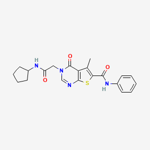 molecular formula C21H22N4O3S B5823571 3-[2-(cyclopentylamino)-2-oxoethyl]-5-methyl-4-oxo-N-phenyl-3,4-dihydrothieno[2,3-d]pyrimidine-6-carboxamide 