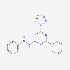 molecular formula C19H16N6 B5823626 2-phenyl-4-(2-phenylhydrazino)-6-(1H-pyrazol-1-yl)pyrimidine 