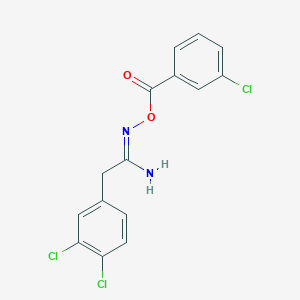 molecular formula C15H11Cl3N2O2 B5823720 N'-[(3-chlorobenzoyl)oxy]-2-(3,4-dichlorophenyl)ethanimidamide 