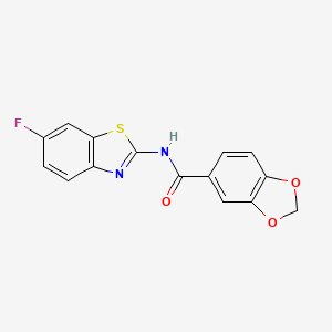 molecular formula C15H9FN2O3S B5823907 N-(6-fluoro-1,3-benzothiazol-2-yl)-1,3-benzodioxole-5-carboxamide 