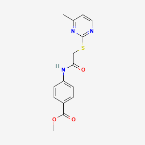 molecular formula C15H15N3O3S B5824039 methyl 4-({[(4-methyl-2-pyrimidinyl)thio]acetyl}amino)benzoate 