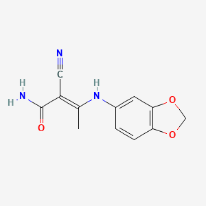 molecular formula C12H11N3O3 B5824276 3-(1,3-benzodioxol-5-ylamino)-2-cyano-2-butenamide 