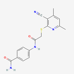 molecular formula C17H16N4O2S B5824415 4-({[(3-cyano-4,6-dimethyl-2-pyridinyl)thio]acetyl}amino)benzamide 