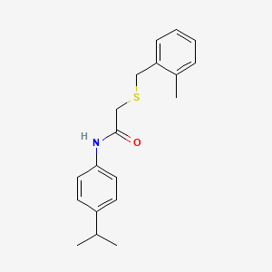 molecular formula C19H23NOS B5824481 N-(4-isopropylphenyl)-2-[(2-methylbenzyl)thio]acetamide CAS No. 6170-53-2