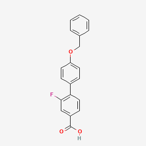 molecular formula C20H15FO3 B582451 4'-(Benzyloxy)-2-fluoro-[1,1'-biphenyl]-4-carboxylic acid CAS No. 1261913-01-2