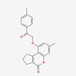 molecular formula C22H20O4 B5824529 7-METHYL-9-[2-(4-METHYLPHENYL)-2-OXOETHOXY]-1H,2H,3H,4H-CYCLOPENTA[C]CHROMEN-4-ONE 