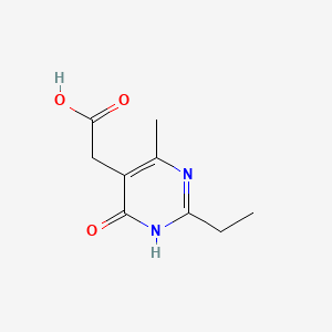 molecular formula C9H12N2O3 B582453 2-(2-Ethyl-4-methyl-6-oxo-1,6-dihydropyrimidin-5-yl)acetic acid CAS No. 1211364-12-3