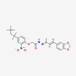 N-[(E)-[(E)-4-(1,3-benzodioxol-5-yl)but-3-en-2-ylidene]amino]-2-[2-nitro-4-(2,4,4-trimethylpentan-2-yl)phenoxy]acetamide