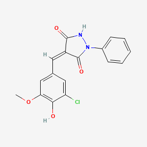 (4Z)-4-[(3-chloro-4-hydroxy-5-methoxyphenyl)methylidene]-1-phenylpyrazolidine-3,5-dione