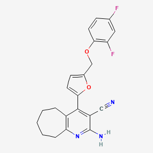 2-AMINO-4-{5-[(2,4-DIFLUOROPHENOXY)METHYL]-2-FURYL}-6,7,8,9-TETRAHYDRO-5H-CYCLOHEPTA[B]PYRIDIN-3-YL CYANIDE