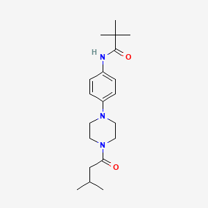 molecular formula C20H31N3O2 B5824774 2,2-dimethyl-N-{4-[4-(3-methylbutanoyl)-1-piperazinyl]phenyl}propanamide 