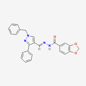 N'-[(1-benzyl-3-phenyl-1H-pyrazol-4-yl)methylene]-1,3-benzodioxole-5-carbohydrazide