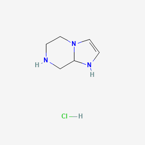 molecular formula C6H12ClN3 B582498 1,5,6,7,8,8a-Hexahydroimidazo[1,2-a]pyrazine hydrochloride CAS No. 1359655-82-5