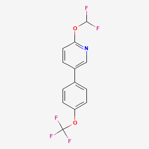 molecular formula C13H8F5NO2 B582506 2-(Difluoromethoxy)-5-(4-(trifluoromethoxy)phenyl)pyridine CAS No. 1261728-42-0