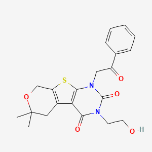 3-(2-hydroxyethyl)-6,6-dimethyl-1-(2-oxo-2-phenylethyl)-1,5,6,8-tetrahydro-2H-pyrano[4',3':4,5]thieno[2,3-d]pyrimidine-2,4(3H)-dione