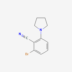 molecular formula C11H11BrN2 B582527 2-Bromo-6-pyrrolidinobenzonitrile CAS No. 1365271-35-7