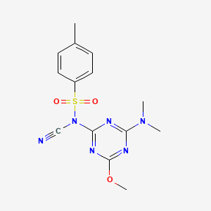 molecular formula C14H16N6O3S B5825362 N-cyano-N-[4-(dimethylamino)-6-methoxy-1,3,5-triazin-2-yl]-4-methylbenzenesulfonamide 