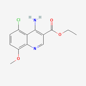 molecular formula C13H13ClN2O3 B582547 Ethyl 4-amino-5-chloro-8-methoxyquinoline-3-carboxylate CAS No. 1242260-66-7