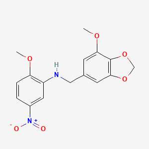 2-methoxy-N-[(7-methoxy-1,3-benzodioxol-5-yl)methyl]-5-nitroaniline