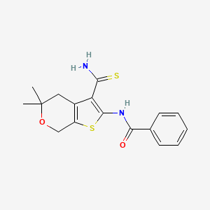 molecular formula C17H18N2O2S2 B5825513 N-[3-(aminocarbonothioyl)-5,5-dimethyl-4,7-dihydro-5H-thieno[2,3-c]pyran-2-yl]benzamide 